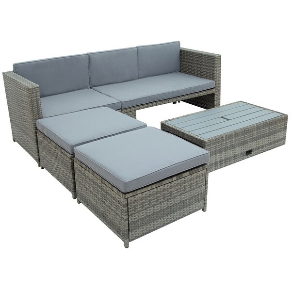 4-piece Outdoor Backyard Patio Rattan Sofa Set - Overstock - 37165453