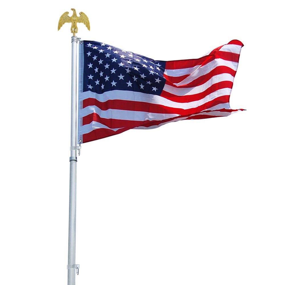 Yescom Aluminum Telescopic Flagpole Eagle Top Set 20' II