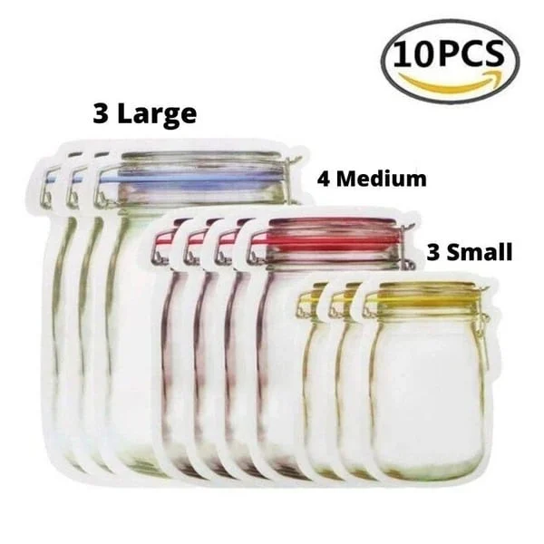 🔥BIG SALE - 47%OFF🔥🔥Mason Bottle Ziplock Bags (Set of 10)