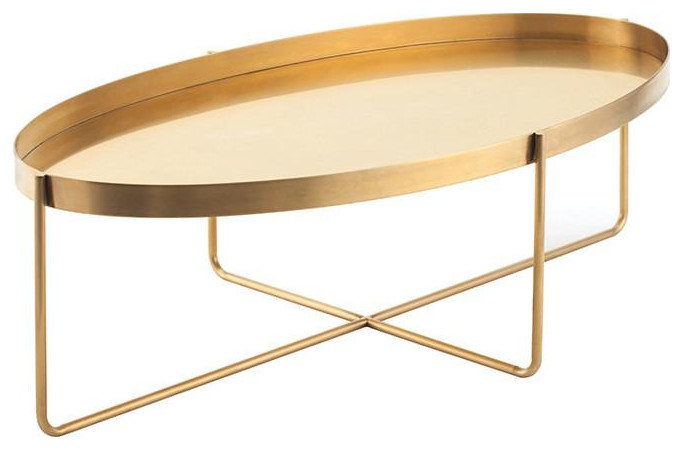 Gaultier Gold Metal Oval Coffee Table   Contemporary   Coffee Tables   by Old Bones Co.  Studios  Houzz