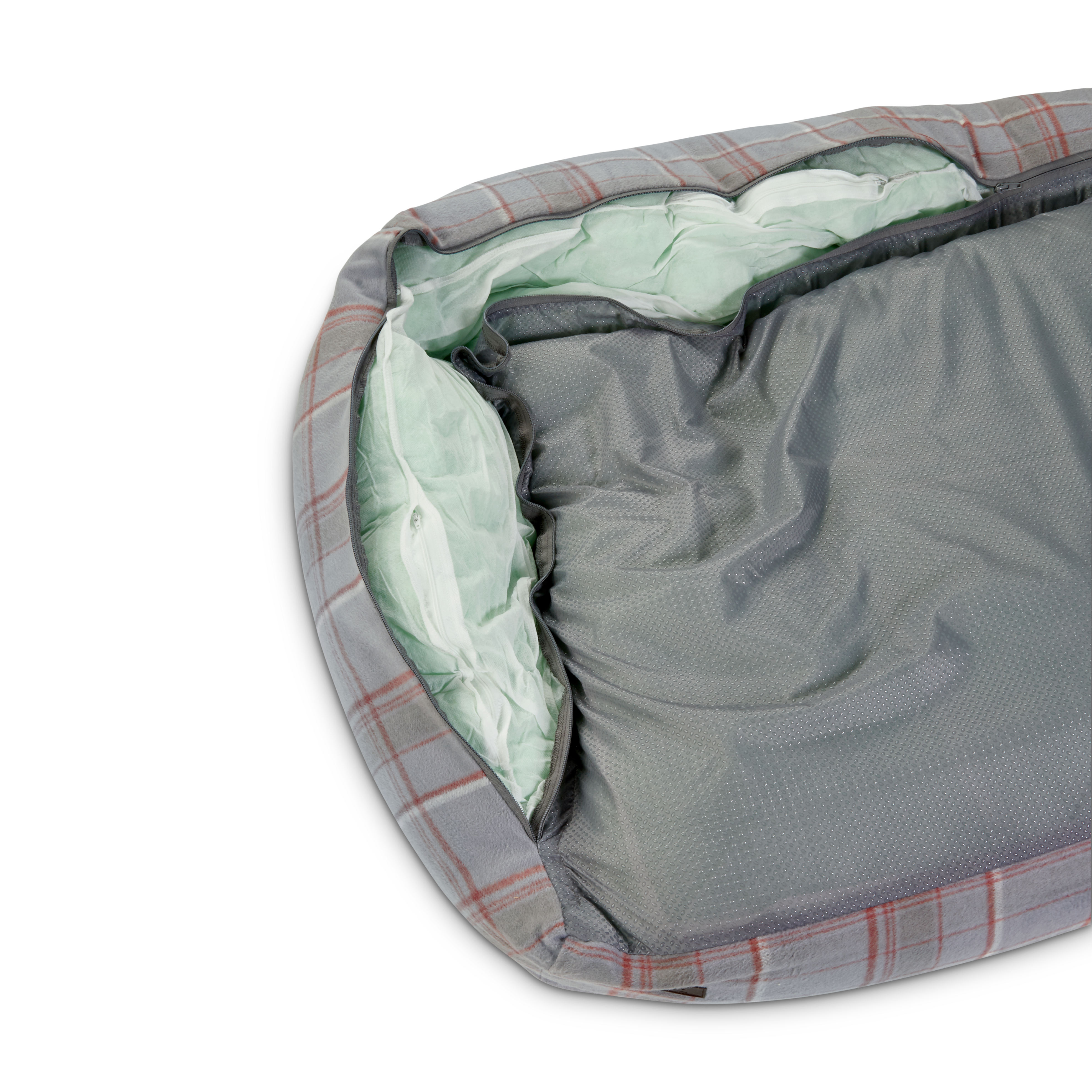 Reddy Grey Plaid Flannel Lounger Dog Bed， 20