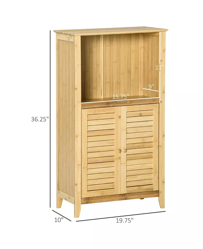 HOMCOM Freestand Wooden Landing Cabinet Pantry Space w Multifunctional Use Natural