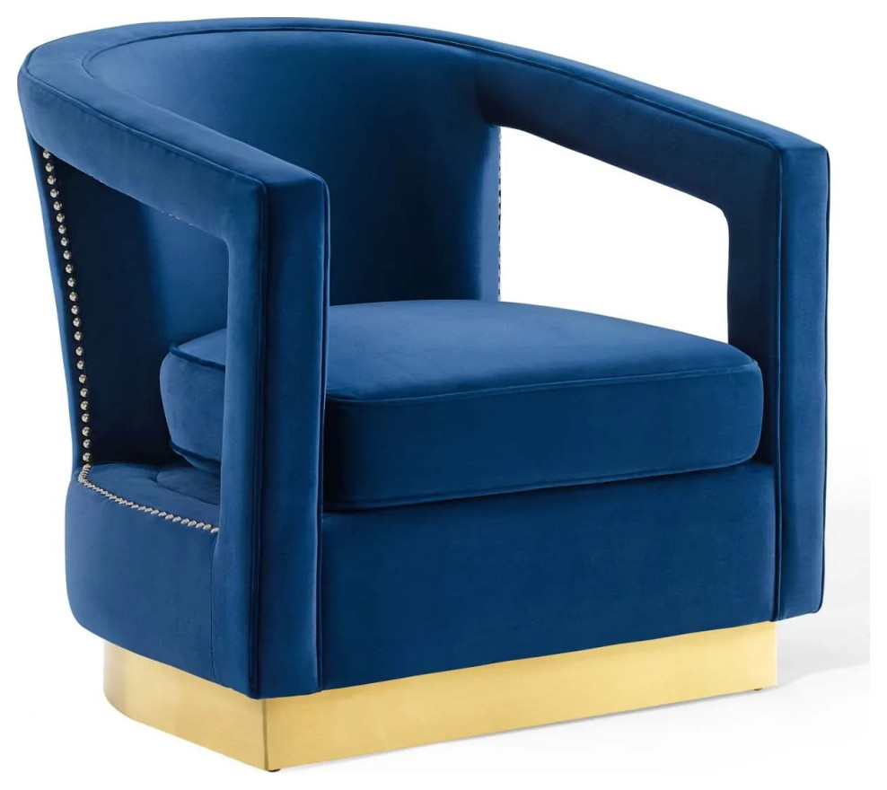 Atlas Navy Performance Velvet Armchair   Contemporary   Armchairs And Accent Chairs   by Virgil Stanis Design  Houzz