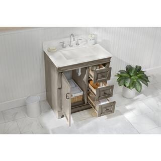 Home Decorators Collection Naples 30 in. W Bath Vanity Cabinet Only in Distressed Grey with Right Hand Drawers NADGA3021D