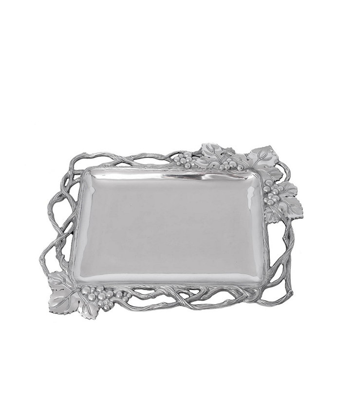 Arthur Court Designs Aluminum Grape Open Vine Rectangle Tray