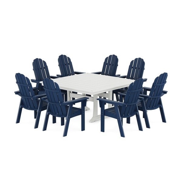 POLYWOOD Vineyard Adirondack 9Piece Nautical Trestle Dining Set