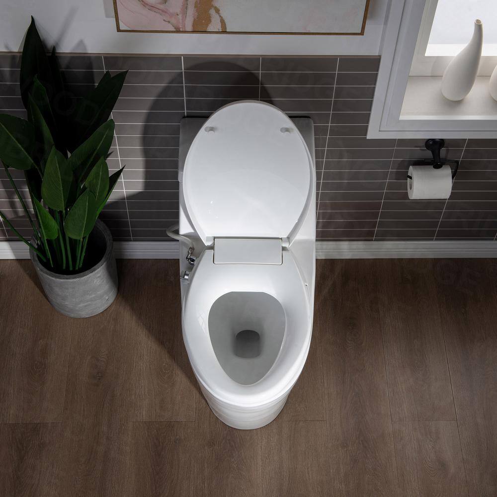 WOODBRIDGE Marsala II One Piece 1.1GPF1.6 GPF Dual Flush Elongated Toilet with Non-Electric Toilet Seat Included in White HT0042