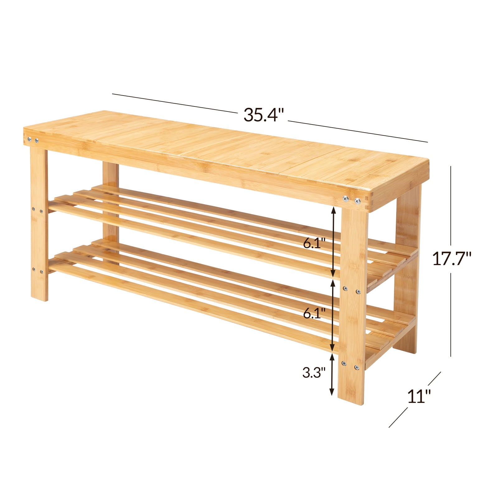 Ktaxon Natural Shoe Rack Bamboo Wood Shoe Bench Entryway Storage Bench Organizer for Closet Hallway Bedroom Living Room Dorm