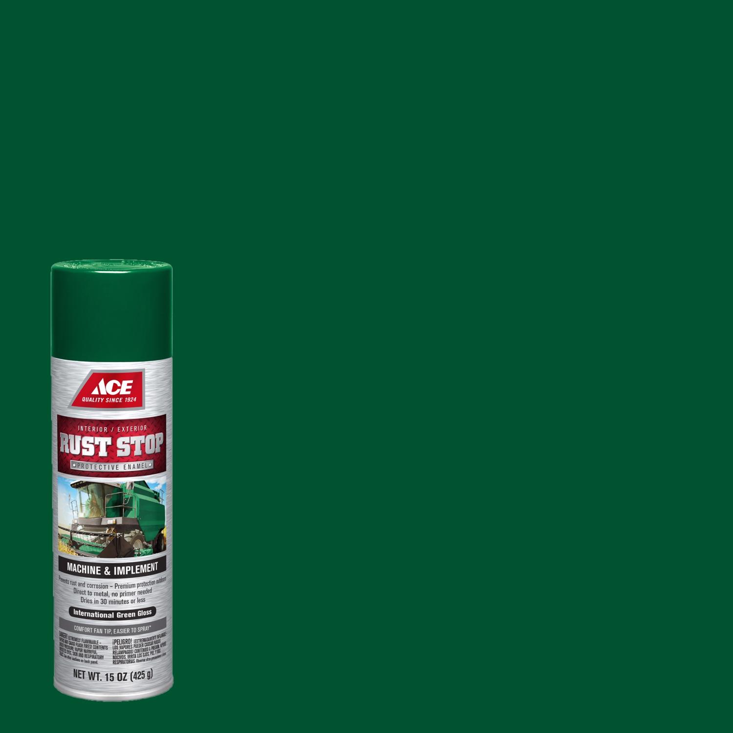 Ace Rust Stop Machine \u0026 Implement Gloss International Green Protective Enamel Spray Paint 15 oz