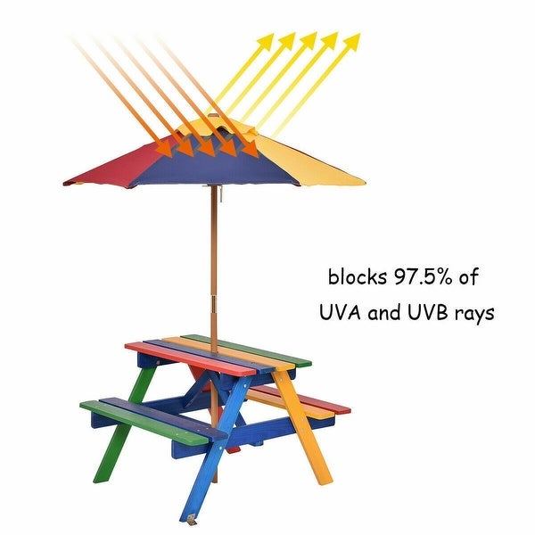 4 Seat Kids Picnic Table with Umbrella - 31