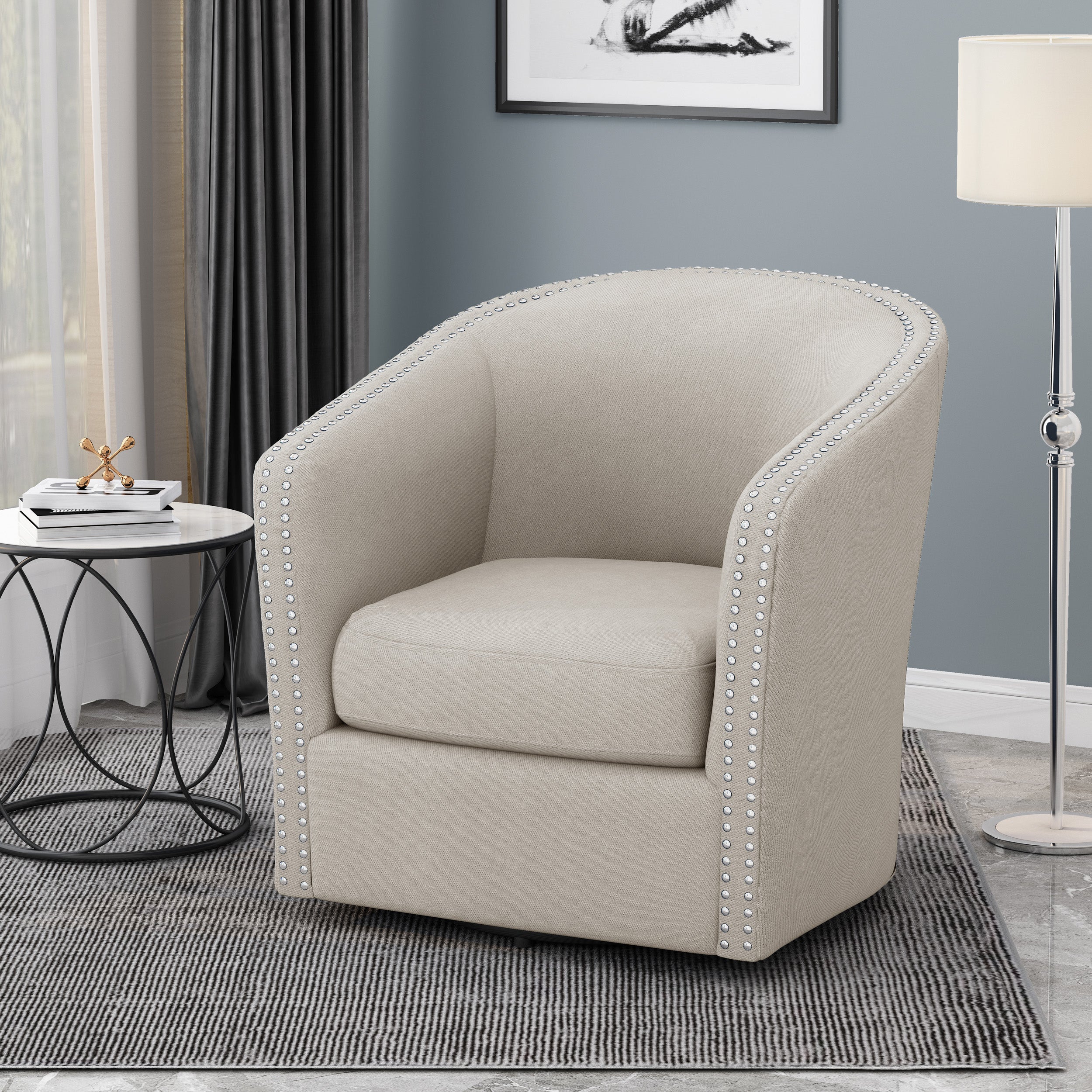 Leily Contemporary Fabric Swivel Chair