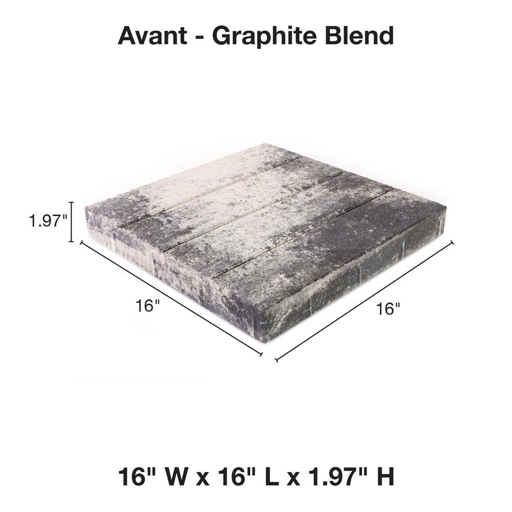 Pavestone Avant 16 in. L x 16 in. W x 2 in. H Graphite Blend Concrete Paver (72-Pieces124 sq. ft.Pallet) 11019778.GPHB