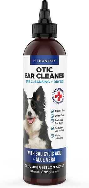 PetHonesty Otic Dog Ear Cleaner， Cucumber Melon Scent， 8-oz bottle