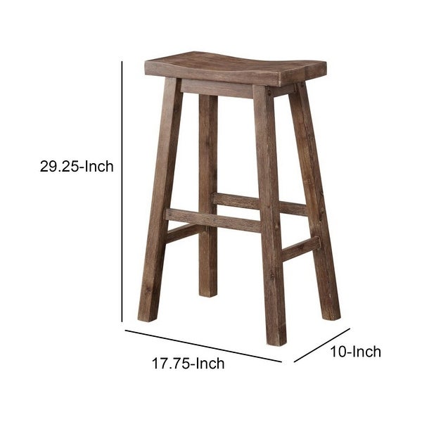 Wooden Frame Saddle Seat Bar Height Stool with Angled Legs， Large， Gray