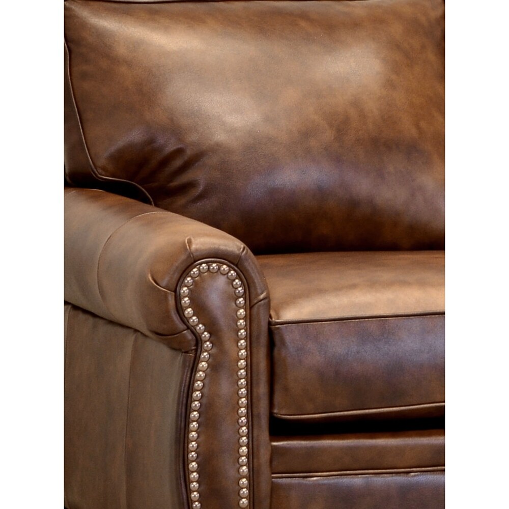 Cabot Brown Top Grain Leather Sofa and 2 Chair Set