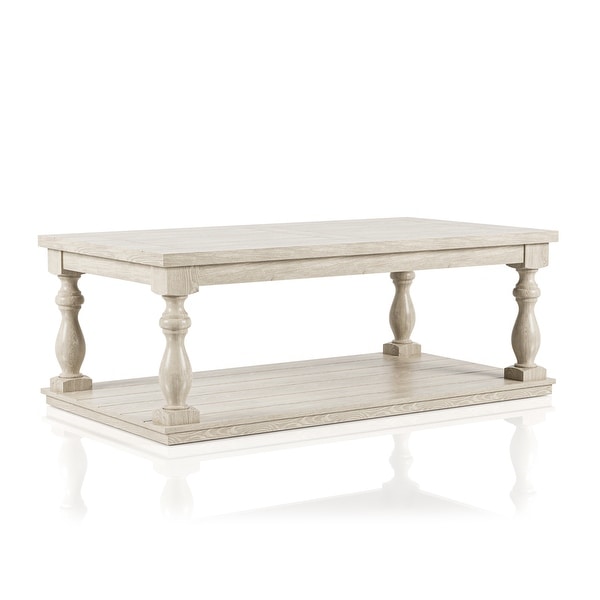 Furniture of America Tost Rustic White 52-inch 1-shelf Coffee Table