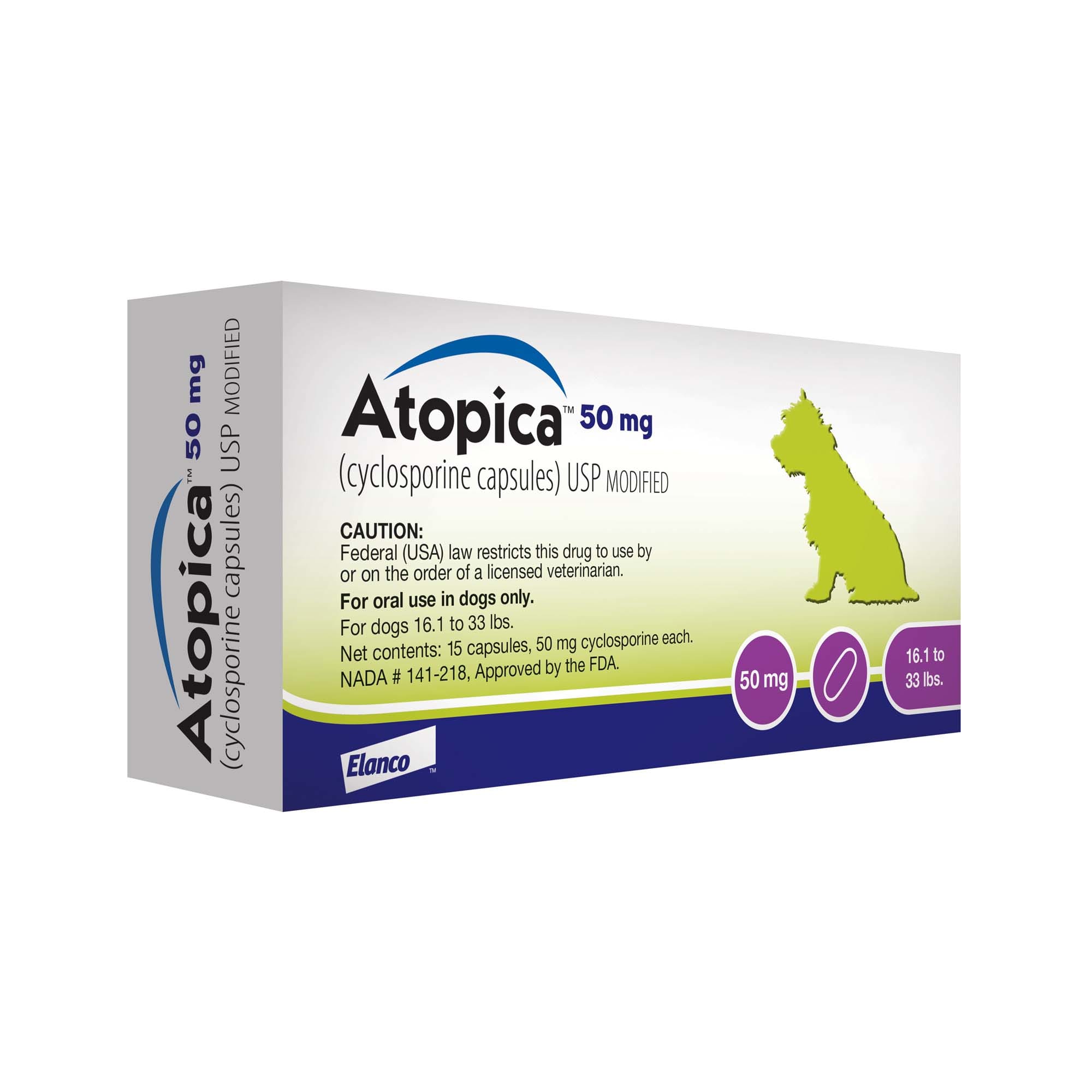 Atopica 50 mg for Dogs， 15 Capsules