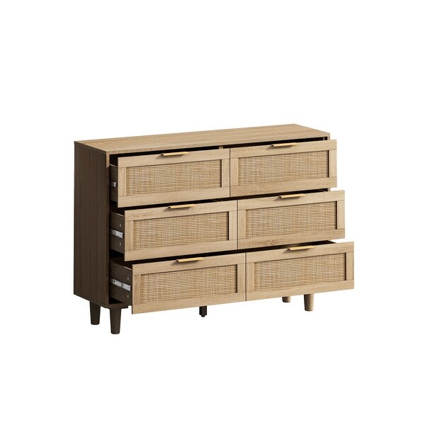 43.31 inch Rattan Storage Cabinet Rattan Drawer with 6 Drawers - - 37908908