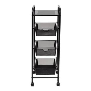 Honey-Can-Do 3-Tier Steel 4-Wheeled Utility Cart in Black CRT-09589