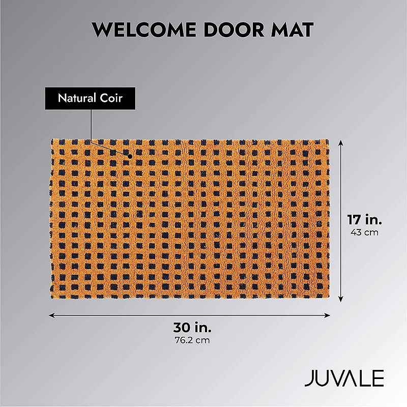 Modern Doormat， Natural Coco Coir Outdoor Welcome Mat (17 x 30 Inches)