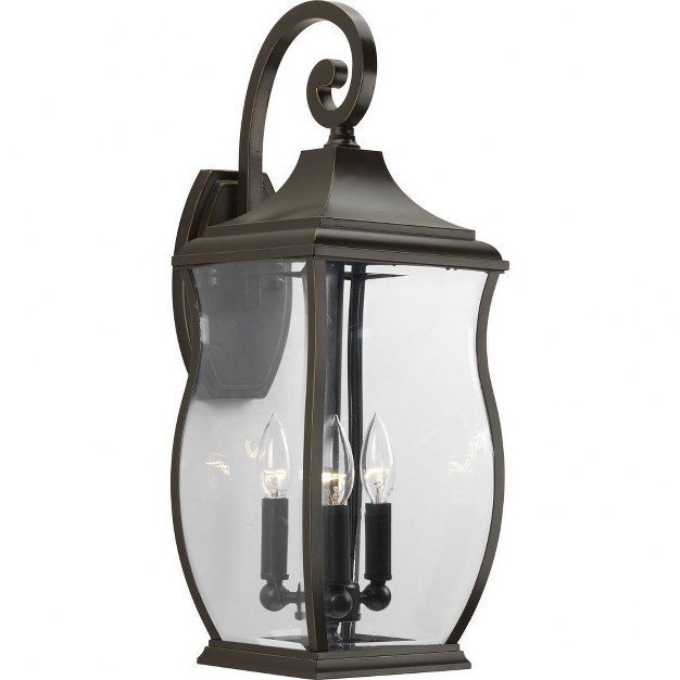 Progress Lighting Township 3 light Outdoor Wall Lantern Oil Rubbed Bronze Clear Beveled Glass