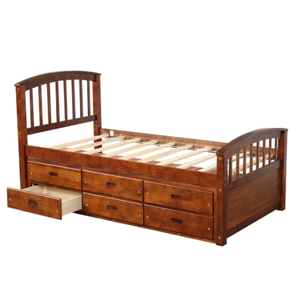 Solid Wood Platform Storage Bed with Drawers