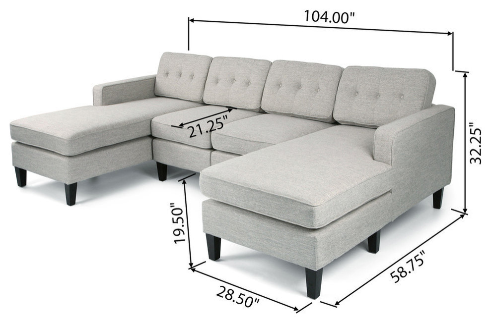 Jean Modern Fabric Chaise Sectional  Light Gray   Transitional   Sectional Sofas   by GDFStudio  Houzz