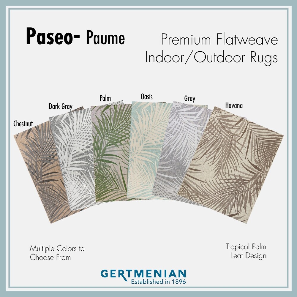 Gertmenian Paseo Paume Green Casual Palm Leaf Flatweave Indoor/Outdoor Area Rug