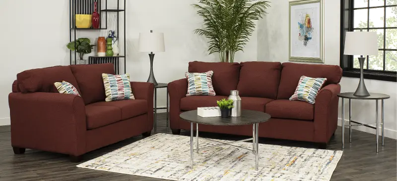 Wall St. Red 7 Piece Living Room Set