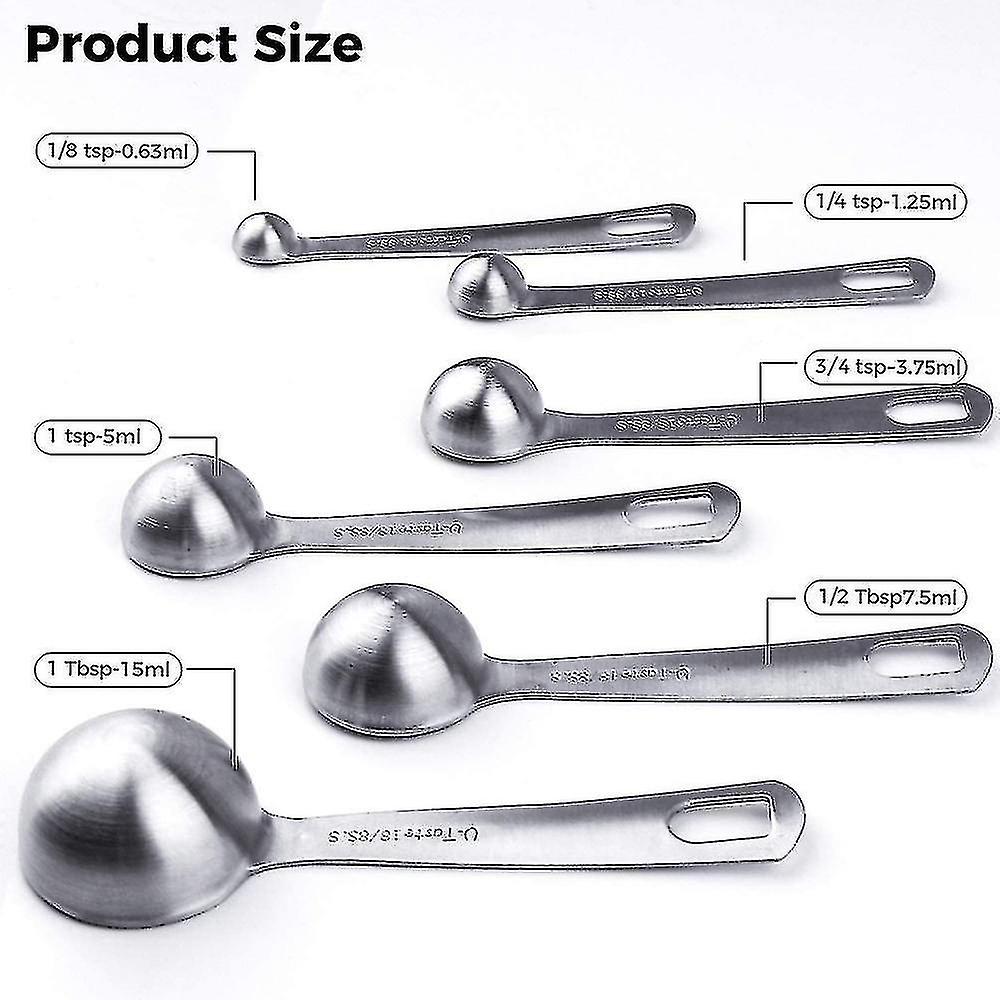 Measuring Spoons 6 Pieces Stainless Steel Measuring Spoons