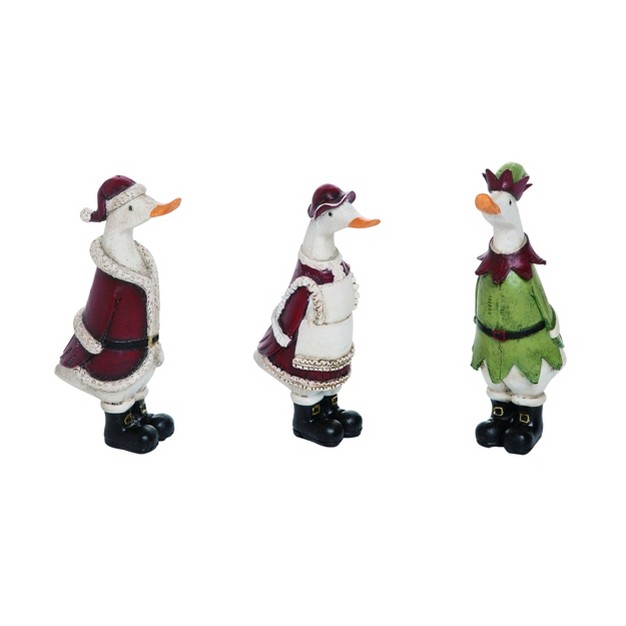 Transpac Resin 7 In Multicolored Christmas Duck Figurine Set Of 3