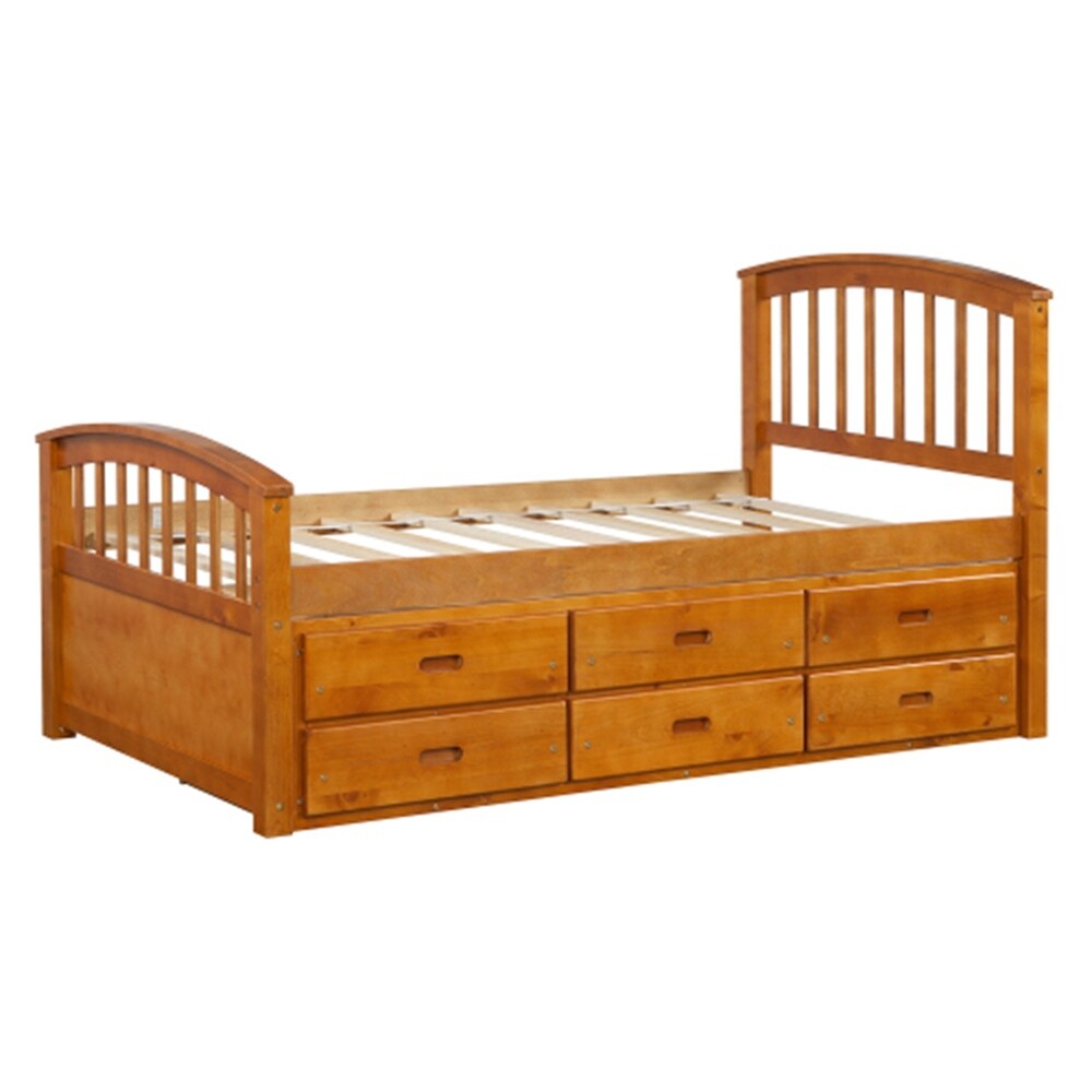 Solid Wood Platform Storage Bed with Drawers