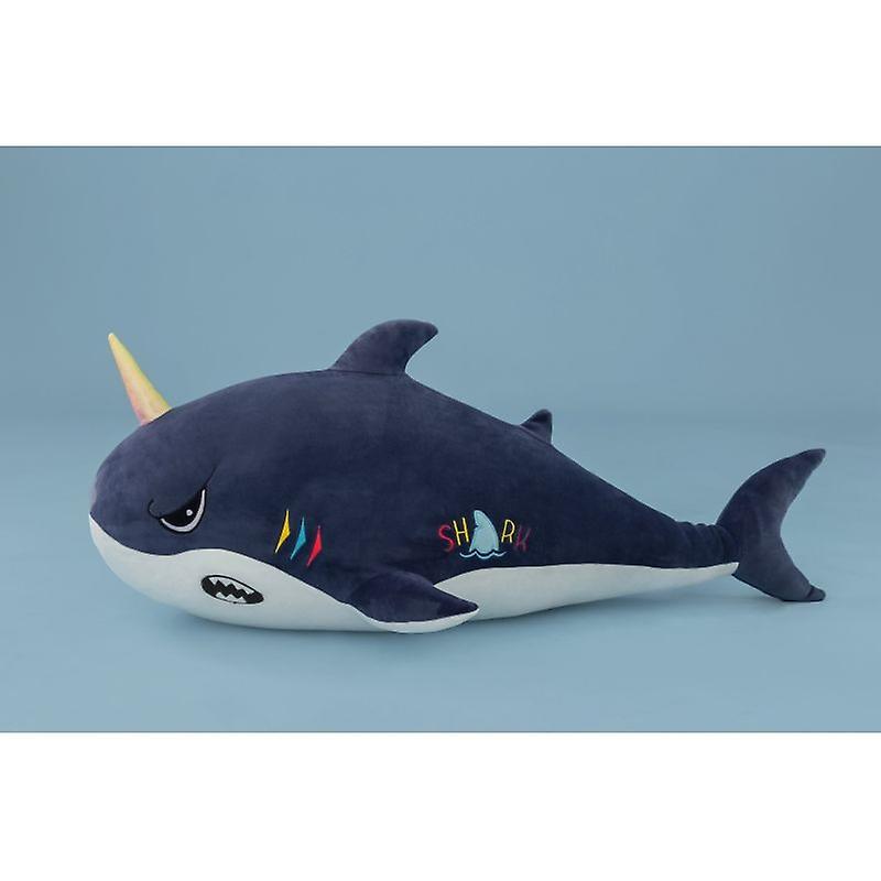 Lovely Dark Blue Shark Plush Toy Stuffed Animal Pillow Gifts For Kids Thanksgiving Gift(dark Blue Shark， 23.6'')