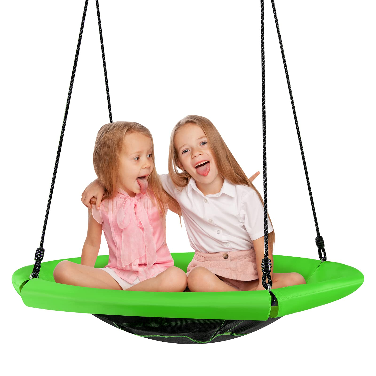 Costzon 40'' Saucer Tree Swing, Round Flying Nest Tree Swing with Oxford Cloth Platform