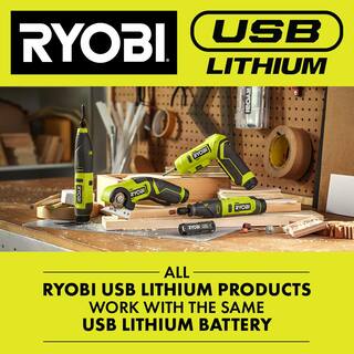 RYOBI USB Lithium Rotary Tool Kit with FREE USB Lithium 2.0 Ah Lithium Rechargeable Battery FVM51K-FVB02