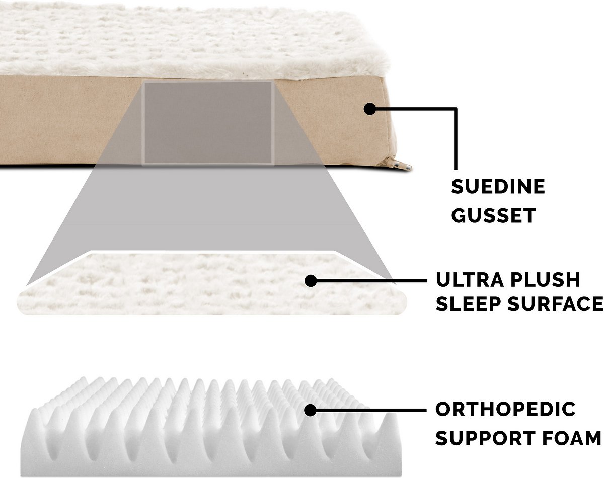 FurHaven NAP Ultra Plush Orthopedic Deluxe Cat and Dog Bed w/Removable Cover， Cream