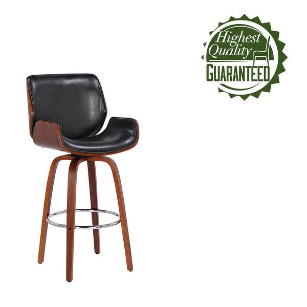 Porthos Home Miller Counter Stool， PU Leather， Wooden Seat And Legs