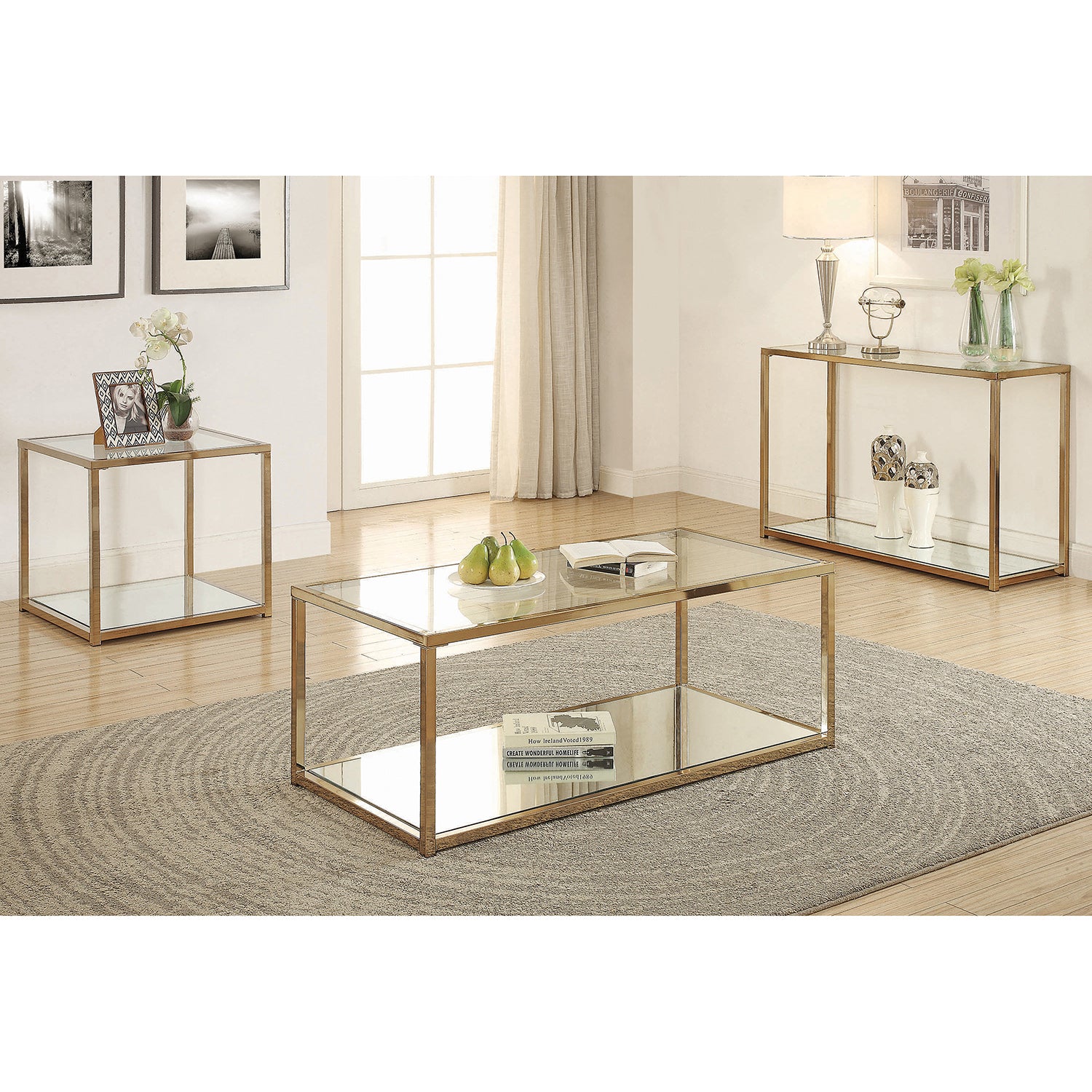 Coffee Table with Mirror Shelf Chocolate Chrome