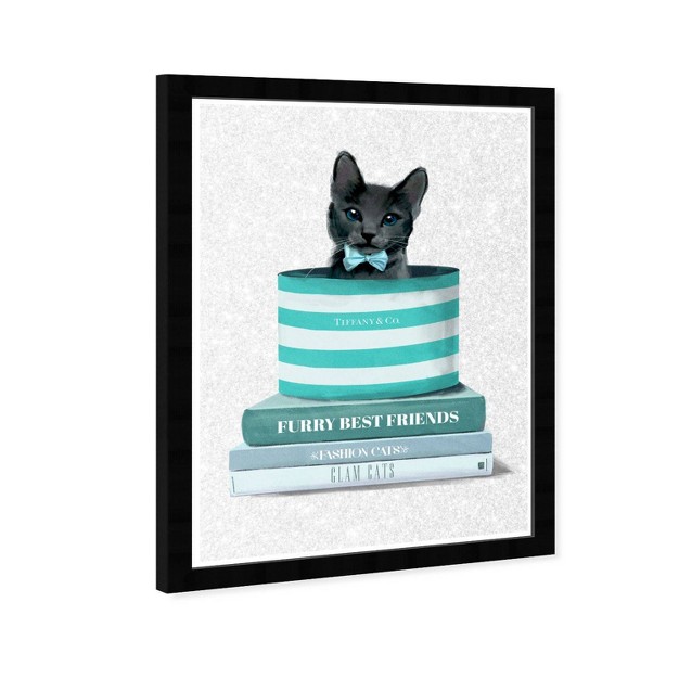 X 21 quot Fashion Cat Framed Wall Art Print Blue Wynwood Studio