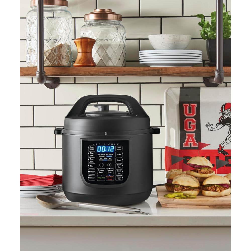 Magic Chef 9-in-1 6 Qt. Matte Black Electric Multi-Cooker with Recipe Book MCSMC6B