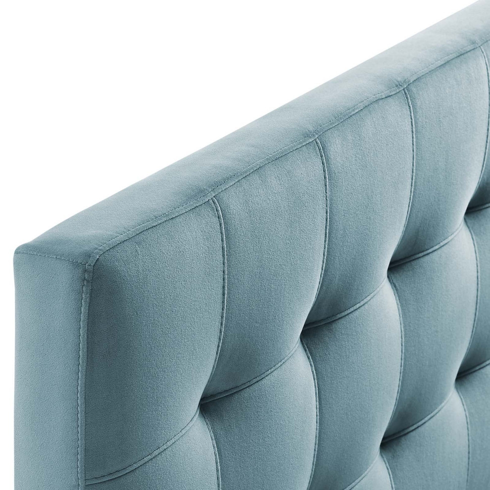 Light Blue Lily Queen Biscuit Tufted Performance Velvet Headboard   Transitional   Headboards   by Homesquare  Houzz