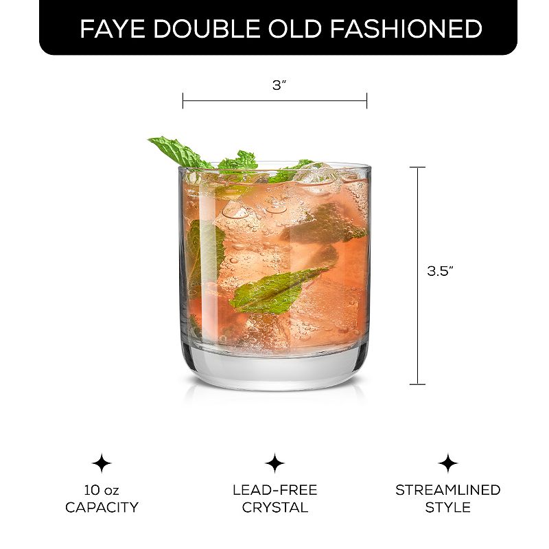 JoyJolt 6-Piece Faye Double Old Fashioned Rock Whiskey Glasses