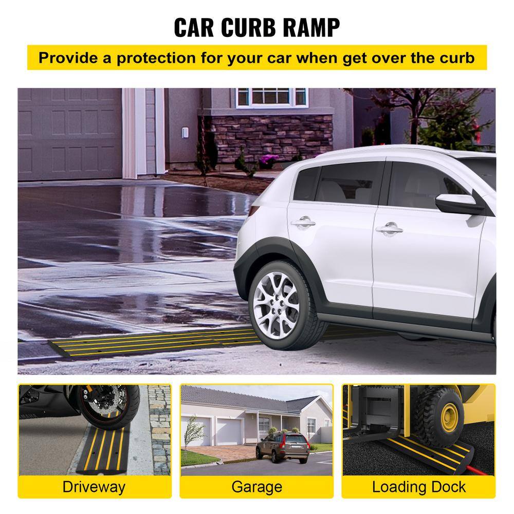 VEVOR 48.4 in. x 16.1 in. x 2.6 in. Speed Bump 1-Channel Rubber Curb Ramps 1-Pack GXB1G48x16x2.5YC1V0