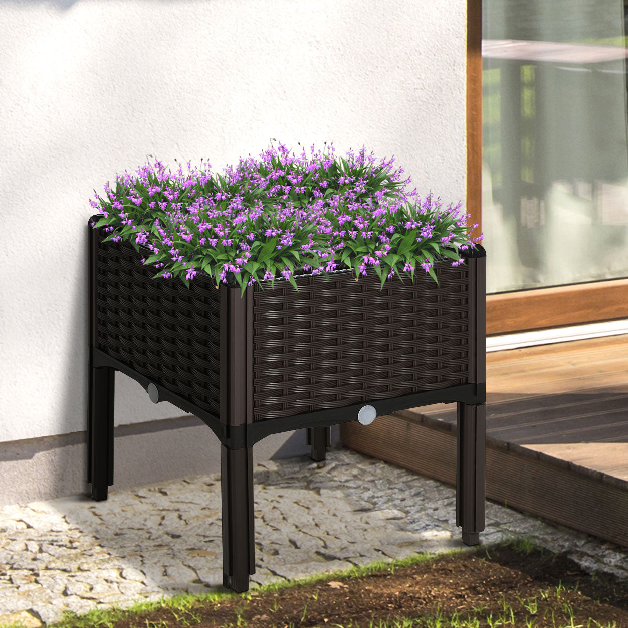 Outsunny Elevated Flower Bed Vegetable Herb Planter Plastic