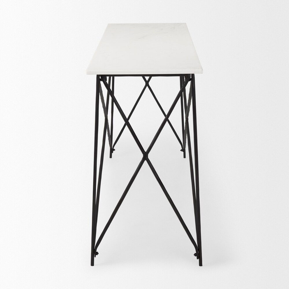 Lorlei Marble Top w/ Black Iron Base Console Table