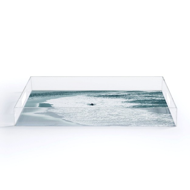 Gale Switzer Lone Surfer Slate Acrylic Tray Deny Designs