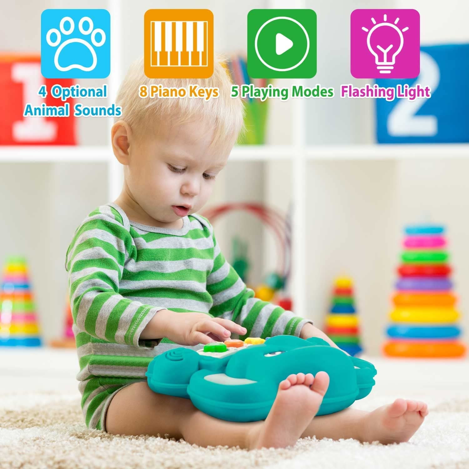 Baby Toys 6-12 Months， Montessori Toys for 1 Year Old Boys and Girls， Baby Toys for Toddler 12-24 Months，  Musical Piano Educational Toys