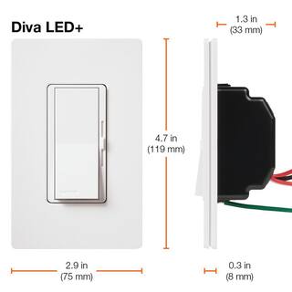 Lutron Diva LED+ Dimmer Switch for Dimmable LED and Incandescent Bulbs 150-WattSingle-Pole or 3-Way White (DVCL-153PR-WH) DVCL-153PR-WH