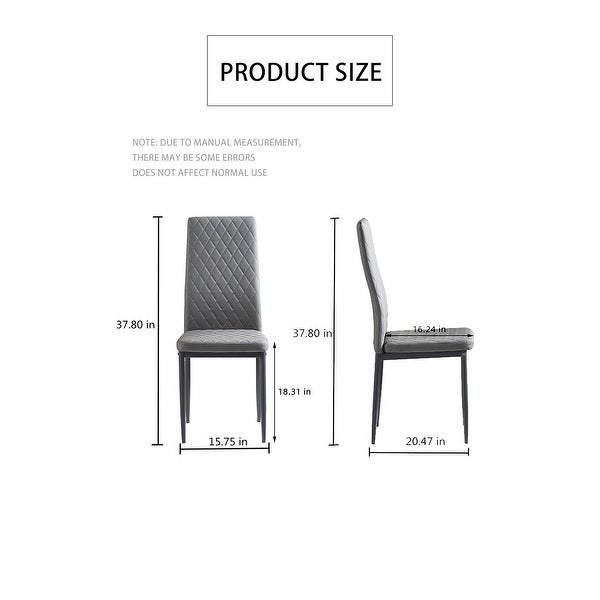 Dining Chair Leather Diamond Grid Pattern Home Conference Chair Set Of 4 - 20.47*15.75 *37.8INCH