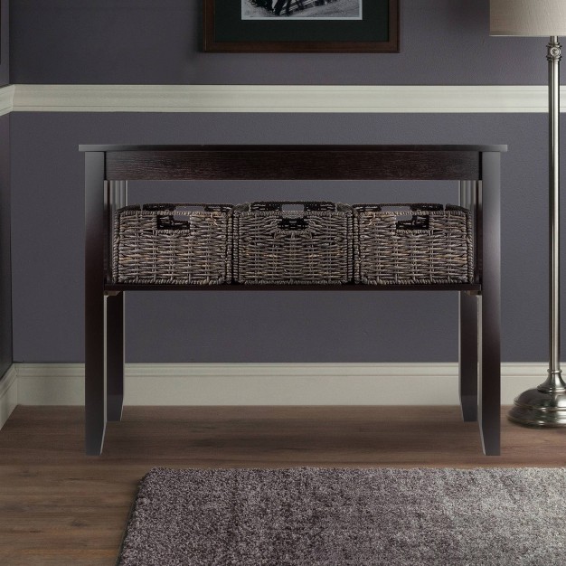 Morris Console Table With Baskets Espresso chocolate Winsome